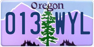 OR license plate 013WYL