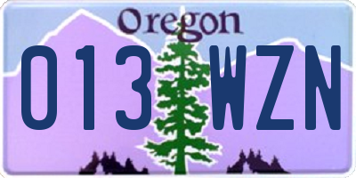 OR license plate 013WZN