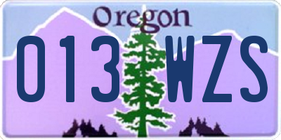 OR license plate 013WZS