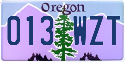 OR license plate 013WZT