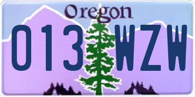 OR license plate 013WZW