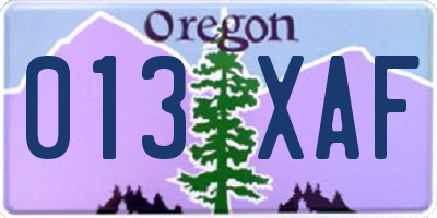 OR license plate 013XAF