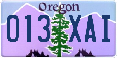 OR license plate 013XAI