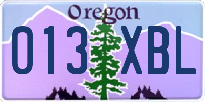 OR license plate 013XBL