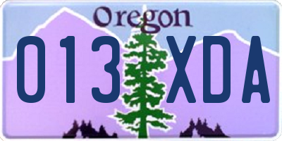 OR license plate 013XDA