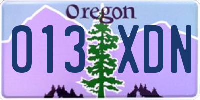 OR license plate 013XDN