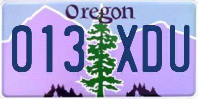 OR license plate 013XDU