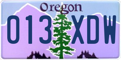 OR license plate 013XDW