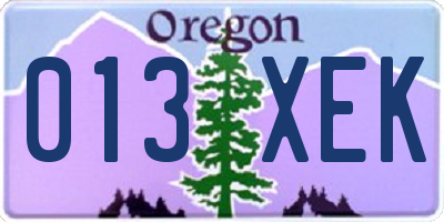OR license plate 013XEK