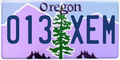OR license plate 013XEM