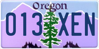 OR license plate 013XEN