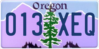 OR license plate 013XEQ