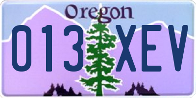 OR license plate 013XEV