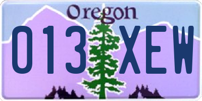 OR license plate 013XEW
