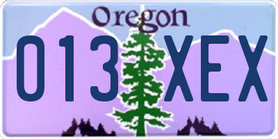 OR license plate 013XEX