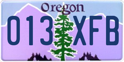 OR license plate 013XFB
