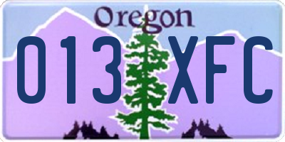 OR license plate 013XFC
