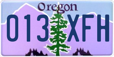 OR license plate 013XFH