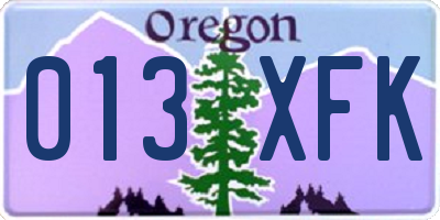 OR license plate 013XFK