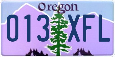OR license plate 013XFL