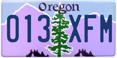 OR license plate 013XFM