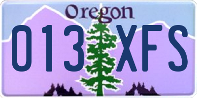 OR license plate 013XFS