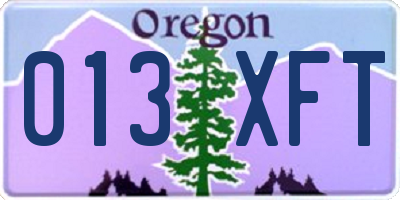 OR license plate 013XFT
