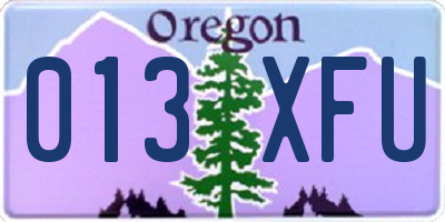 OR license plate 013XFU