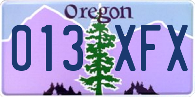 OR license plate 013XFX