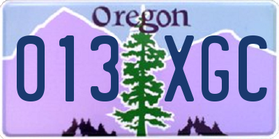 OR license plate 013XGC