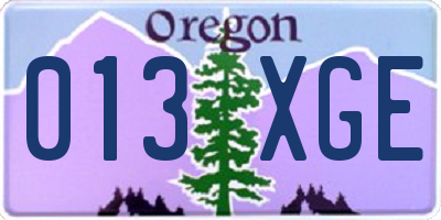 OR license plate 013XGE