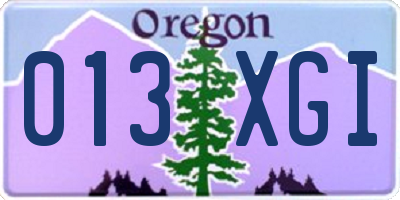 OR license plate 013XGI