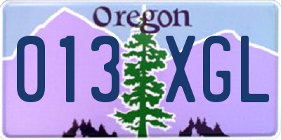 OR license plate 013XGL