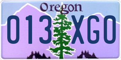 OR license plate 013XGO