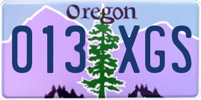 OR license plate 013XGS