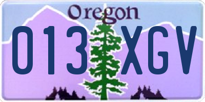 OR license plate 013XGV