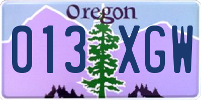 OR license plate 013XGW