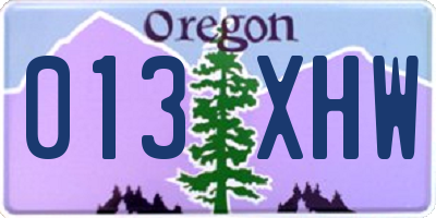 OR license plate 013XHW