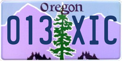 OR license plate 013XIC