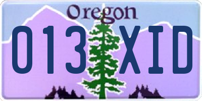 OR license plate 013XID