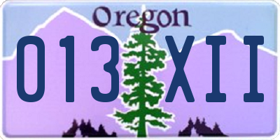 OR license plate 013XII