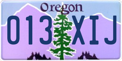 OR license plate 013XIJ