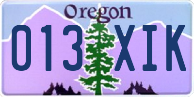 OR license plate 013XIK