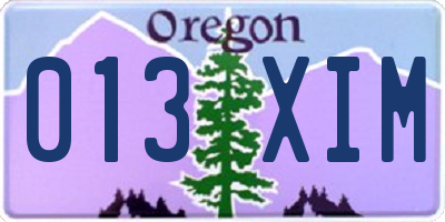 OR license plate 013XIM