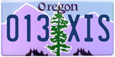 OR license plate 013XIS