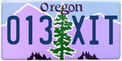 OR license plate 013XIT
