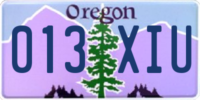 OR license plate 013XIU