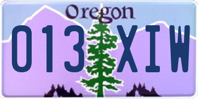 OR license plate 013XIW