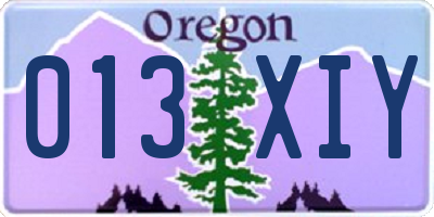 OR license plate 013XIY
