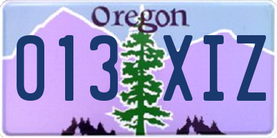 OR license plate 013XIZ